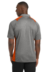 Sport-Tek Heather Colorblock Contender Polo - Vintage Heather/ Deep Orange Back