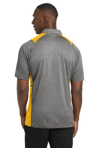 Sport-Tek Heather Colorblock Contender Polo - Vintage Heather/ Gold Back