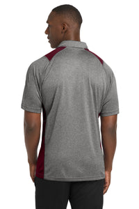 Sport-Tek Heather Colorblock Contender Polo - Vintage Heather/ Maroon Back