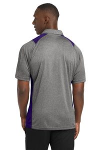Sport-Tek Heather Colorblock Contender Polo - Vintage Heather/ Purple Back