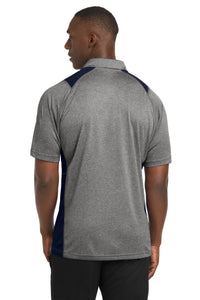 Sport-Tek Heather Colorblock Contender Polo - Vintage Heather/ True Navy Back