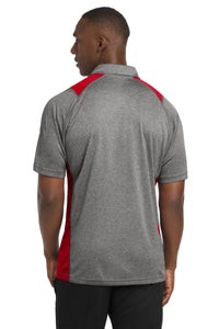 Sport-Tek Heather Colorblock Contender Polo - Vintage Heather/ True Red Back