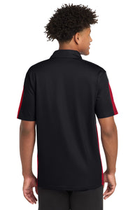 Sport-Tek PosiCharge Active Textured Colorblock Polo - Black/ True Red Back