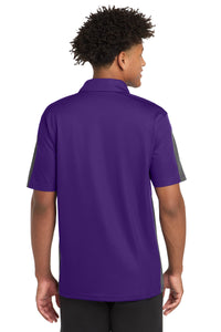 Sport-Tek PosiCharge Active Textured Colorblock Polo - Purple/ Grey Back