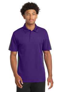 Sport-Tek PosiCharge Active Textured Colorblock Polo - Purple/ Grey