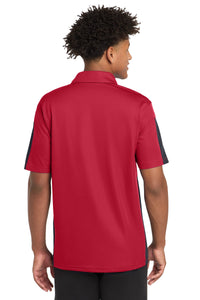 Sport-Tek PosiCharge Active Textured Colorblock Polo - True Red/ Grey Back