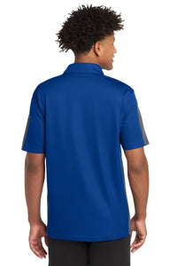 Sport-Tek PosiCharge Active Textured Colorblock Polo - True Royal/ Grey Back