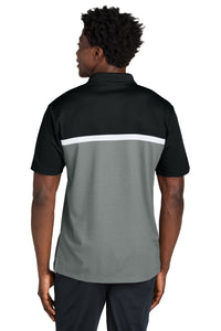 Sport-Tek UV Micropique Colorblock Polo ST741 - Black/ Grey Concrete Heather/ White Back