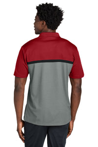 Sport-Tek UV Micropique Colorblock Polo ST741 - Deep Red/ Grey Concrete Heather/ Black Back