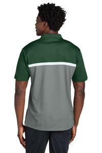 Sport-Tek UV Micropique Colorblock Polo ST741 - Forest Green/ Grey Concrete Heather/ White Back
