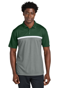 Sport-Tek UV Micropique Colorblock Polo ST741 - Forest Green/ Grey Concrete Heather/ White