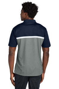Sport-Tek UV Micropique Colorblock Polo ST741 - True Navy/ Grey Concrete Heather/ White Back
