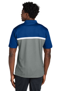 Sport-Tek UV Micropique Colorblock Polo ST741 - True Royal/ Grey Concrete Heather/ White Back