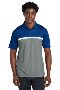 Sport-Tek UV Micropique Colorblock Polo ST741 - True Royal/ Grey Concrete Heather/ White