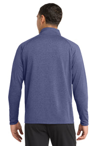 Sport-Tek Sport-Wick Stretch 1/4-Zip Pullover - True Navy Heather Back