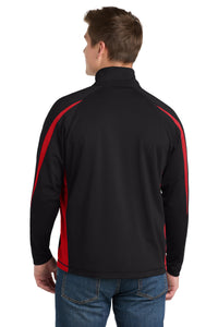 Sport-Tek Sport-Wick Stretch 1/4-Zip Colorblock Pullover - Black/ True Red Back