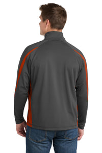 Sport-Tek Sport-Wick Stretch 1/4-Zip Colorblock Pullover - Charcoal Grey/ Deep Orange Back