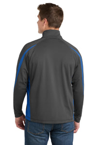 Sport-Tek Sport-Wick Stretch 1/4-Zip Colorblock Pullover - Charcoal Grey/ True Royal Back