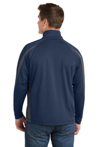 Sport-Tek Sport-Wick Stretch 1/4-Zip Colorblock Pullover - True Navy/ Charcoal Grey Back
