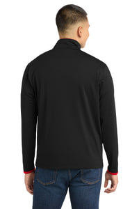 Sport-Tek Sport-Wick Stretch Contrast Full-Zip Jacket - Black/ True Red Back