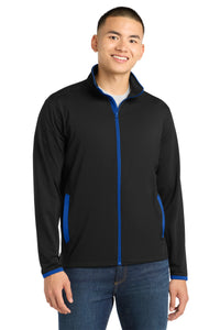 Sport-Tek Sport-Wick Stretch Contrast Full-Zip Jacket - Black/ True Royal