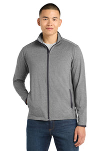 Sport-Tek Sport-Wick Stretch Contrast Full-Zip Jacket - Charcoal Grey Heather/ Charcoal Grey
