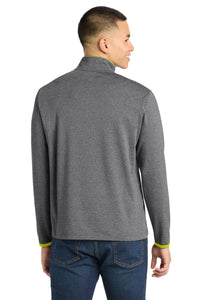 Sport-Tek Sport-Wick Stretch Contrast Full-Zip Jacket - Charcoal Grey Heather/ Charge Green Back