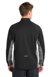 Sport-Tek Sport-Wick Stretch Contrast 1/4-Zip Pullover - Black/ Charcoal Grey Heather Back