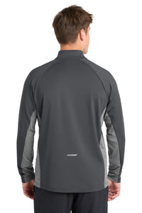 Sport-Tek Sport-Wick Stretch Contrast 1/4-Zip Pullover - Charcoal Grey/ Charcoal Grey Heather Back