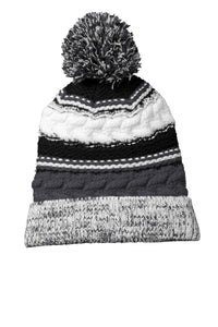 Sport-Tek Pom Pom Team Beanie - Iron Grey/ Black/ White