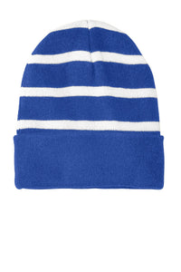 Sport-Tek Striped Beanie with Solid Band - True Royal/ White