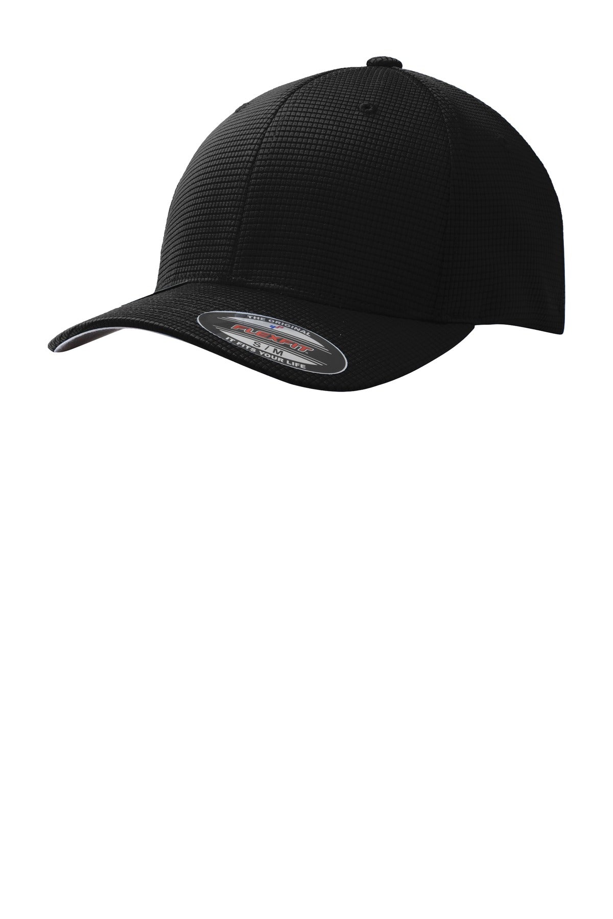 DISCONTINUED Sport-Tek Flexfit Grid Texture Cap - Black