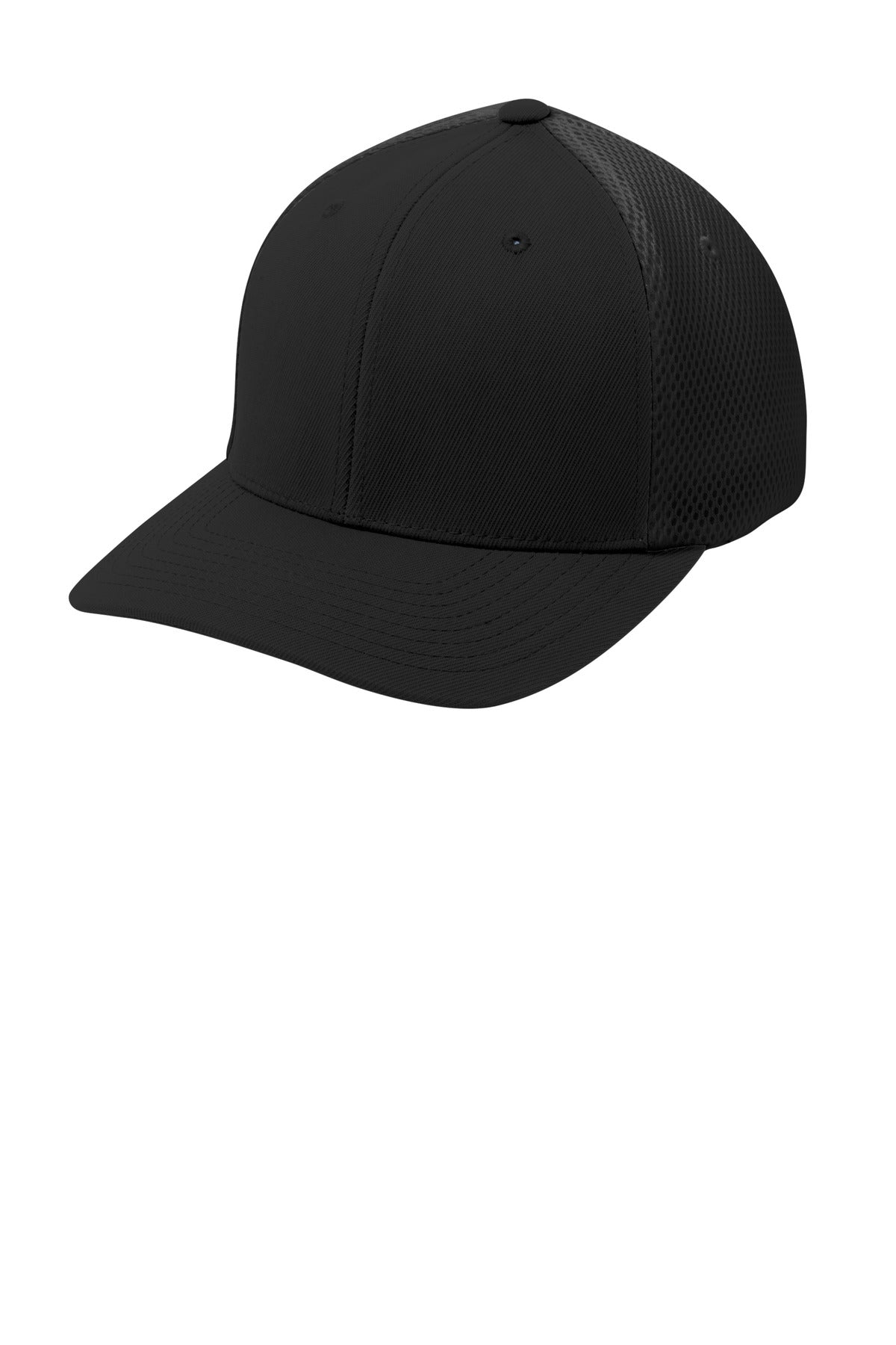 Sport-Tek  Flexfit  Air Mesh Back Cap - Black/ Black