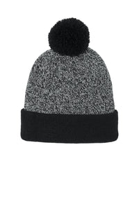 Sport-Tek Halftime Heather Pom Beanie STC68 - Black/ Silver