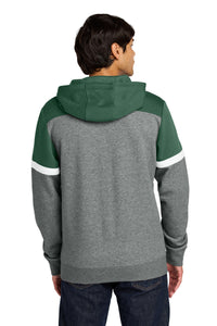 Sport-Tek Drive Fleece Colorblock Hoodie STF205 - Forest Green/ Vintage Heather Back