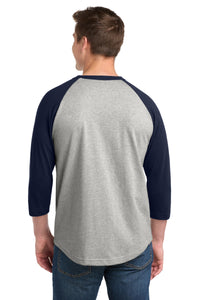 Sport-Tek Colorblock Raglan Jersey - Heather Grey/ Navy Back