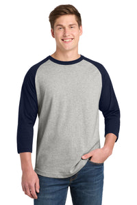 Sport-Tek Colorblock Raglan Jersey - Heather Grey/ Navy