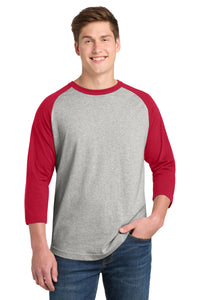Sport-Tek Colorblock Raglan Jersey - Heather Grey/ Red