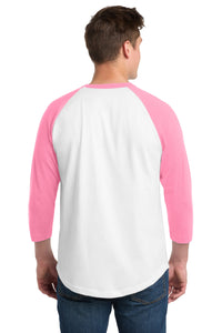 Sport-Tek Colorblock Raglan Jersey - White/ Bright Pink Back