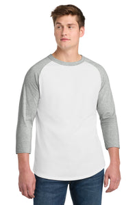 Sport-Tek Colorblock Raglan Jersey - White/ Heather Grey