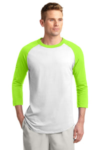 Sport-Tek Colorblock Raglan Jersey - White/ Lime Shock