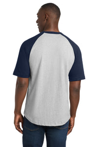 Sport-Tek Short Sleeve Colorblock Raglan Jersey - Heather Grey/ Navy Back