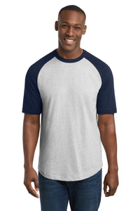 Sport-Tek Short Sleeve Colorblock Raglan Jersey - Heather Grey/ Navy