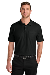 Port Authority Tall Wearever Signature Pique Pocket Polo TLK200P - Deep Black