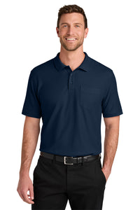 Port Authority Tall Wearever Signature Pique Pocket Polo TLK200P - River Blue Navy