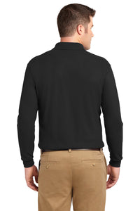 Port Authority Tall Silk Touch Long Sleeve Polo - Black Back