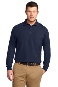 Port Authority Tall Silk Touch Long Sleeve Polo - Navy