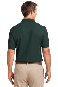 Port Authority Tall Silk Touch Polo with Pocket - Dark Green Back