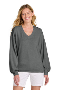 TravisMathew Women's Long Weekend V-Neck TM1LD009 - Dark Grey Heather