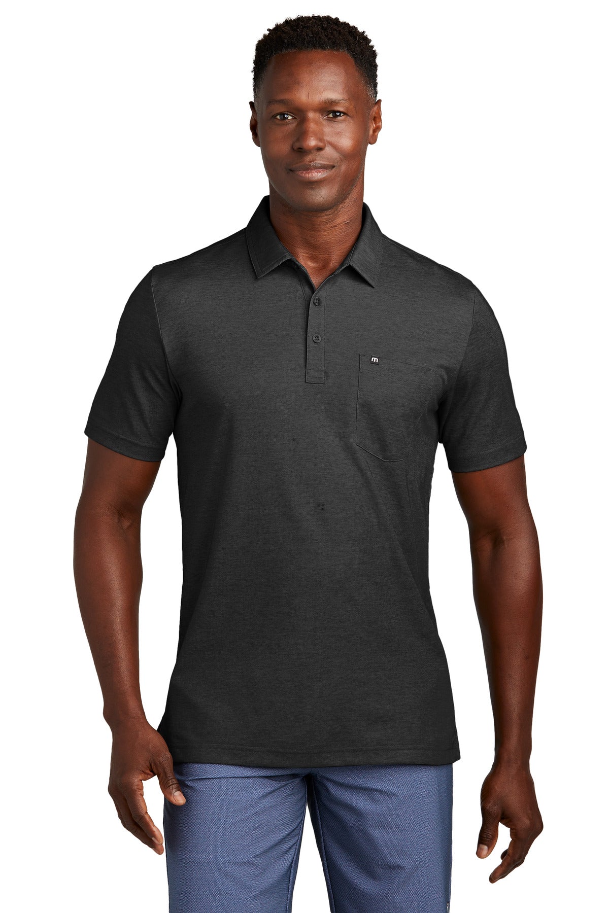 TravisMathew Oceanside Heather Pocket Polo TM1MY404 - Black Heather